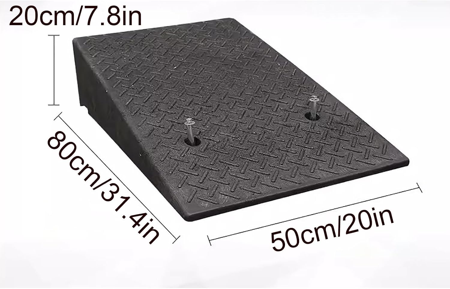 Rubber Curb ramp, high Heavy Duty Rubber Threshold ramp, Portable car ramp, Suitable for car Wheelchair Pedal, Stair Door ramps(50 * 80 * 20cm/20 * 31.4 * 7.8in)