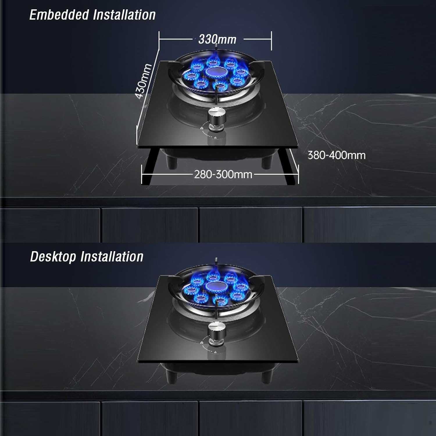 Portable Gas Stove,Single Burner Propane Stove,Max 16377.6BTU with Pulse Electronic Ignition Tempered Glass Suitable for Apartments Kitchens(black)