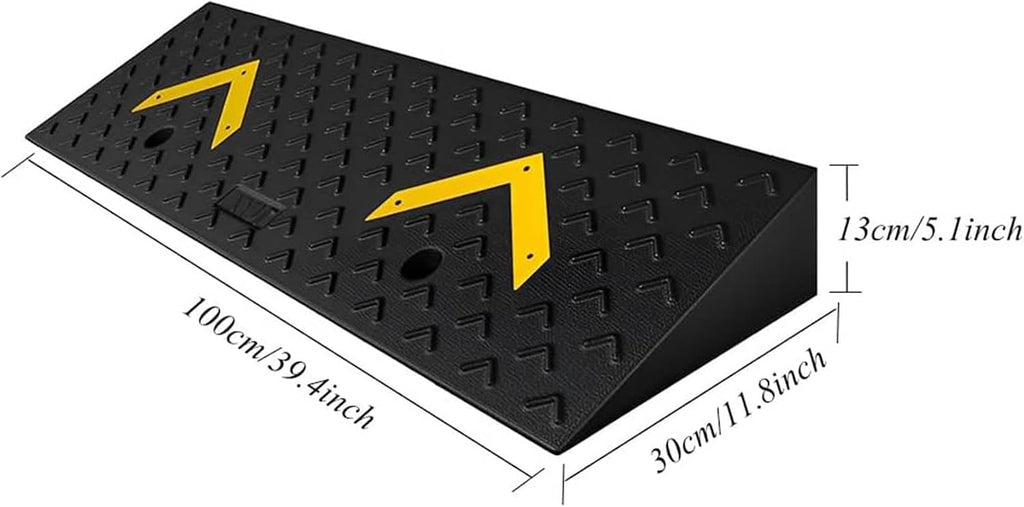 Rubber Threshold Ramp 5in High, Heavy Duty Curb Ramps, Curbside Driveway Ramp - for Cars Bicycles Lawn Mowers Scooters, Wheelchair Ramp, Rubber Slope Pad