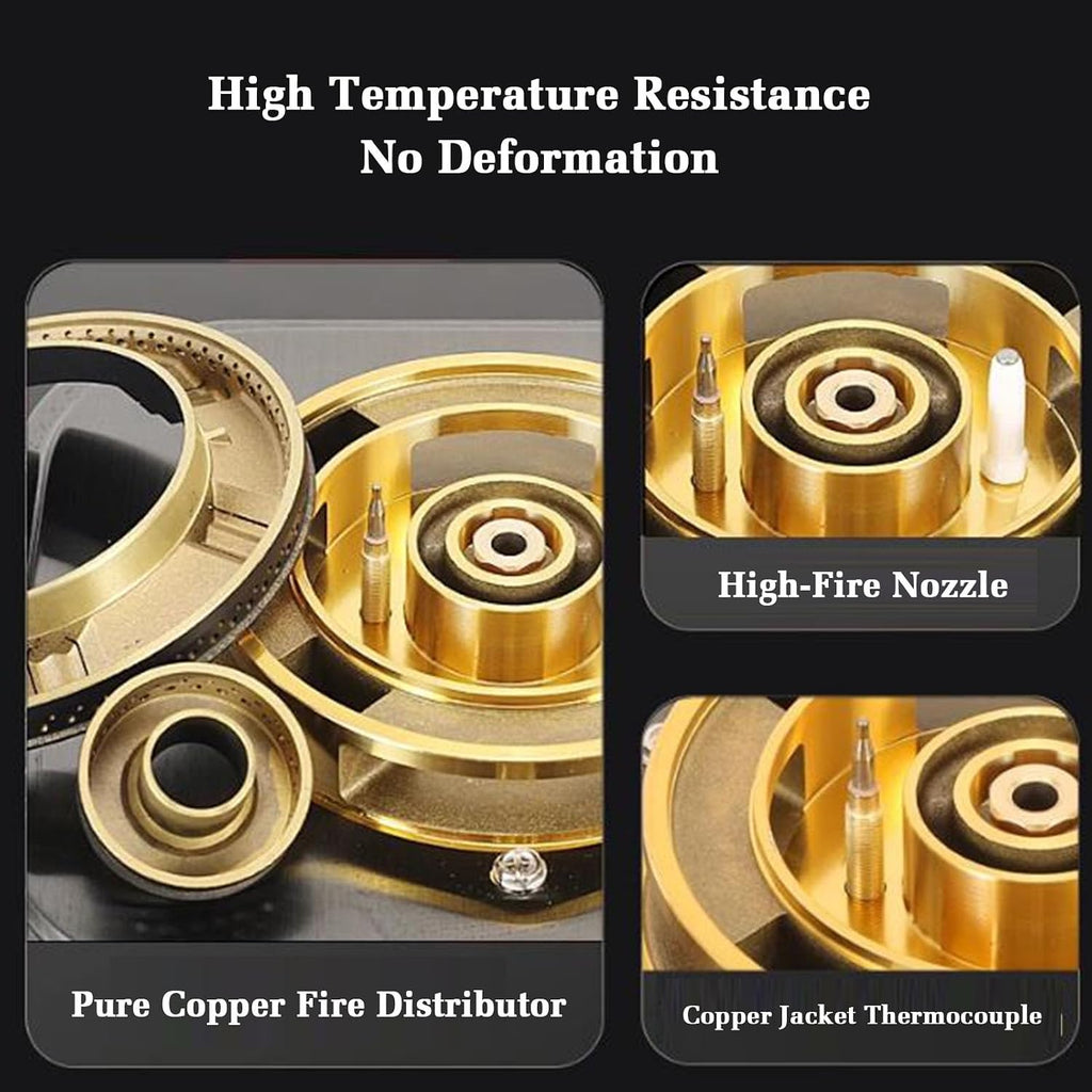 44cm Gas Stove,Built-in Gas Cooker 1 Burner,5.2KW Nine-Chamber Fierce Flame Stove,Gas/LP Gas Conversion,with Flame Out Protection,for Home Kitchens(NG)