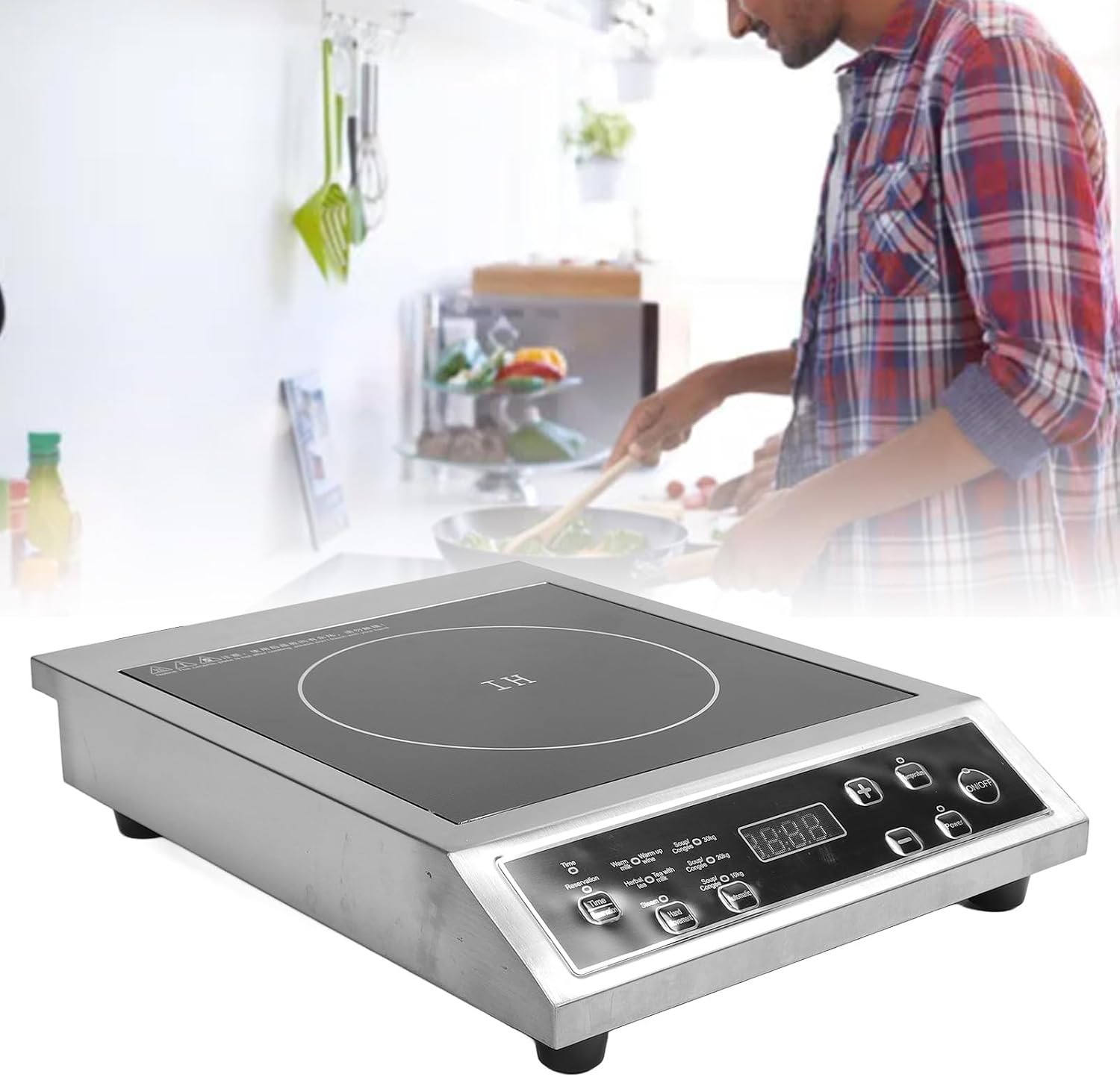 3500W Portable Induction Cooktop, Fast Heating Easy Countertop Burner with Smart Touch Panel for Home Kitchen Cooking BBQ (US Plug 110V)
