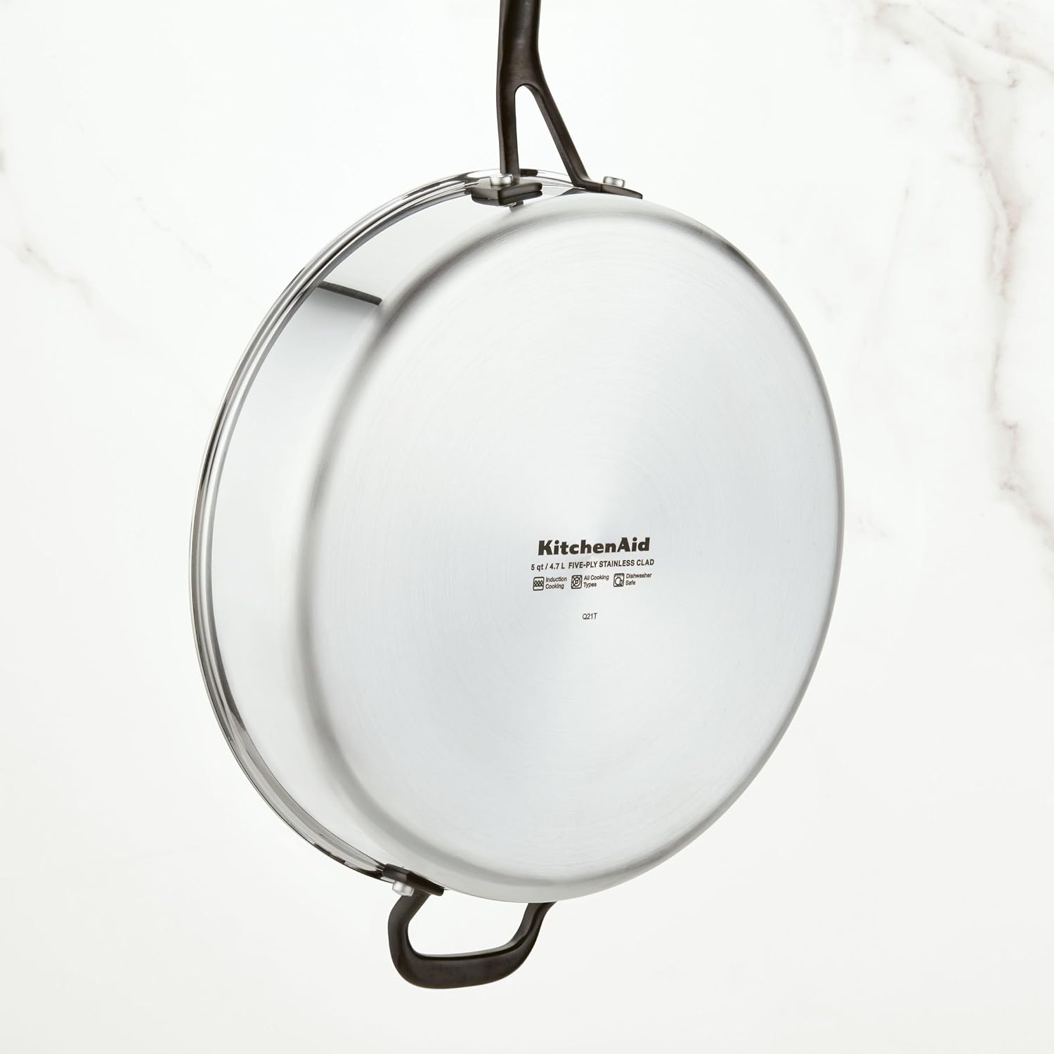 KitchenAid 5-Ply Clad Stainless Steel Stainless Steel Induction Saute Pan with Lid, 5 Quart - Polished Stainless Steel