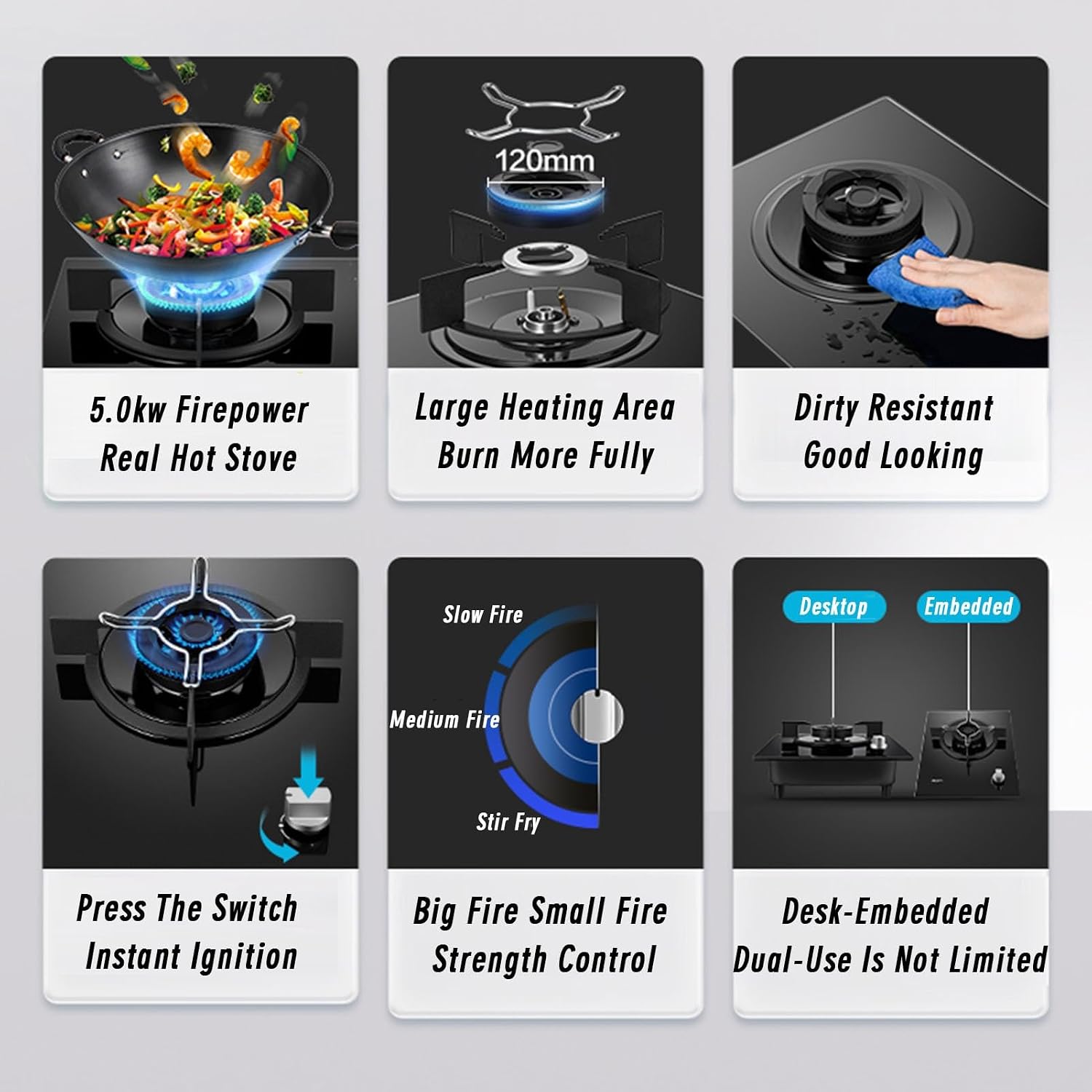 1 Burner Propane Stove,Portable Gas Stove,Tempered Glass Max 15354BTU with Pulse Electronic Ignition Suitable for Apartments or Kitchens(black) (Color : LPG)