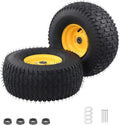 16x6.5-8 Tubeless Tire and Wheel,2 Pcs Replacement Riding Lawn Mower Garden Tractor Front Wheel Tire and Wheel with 3' Offset Hub, 3/4' Bearing or 1' Bore Bushing