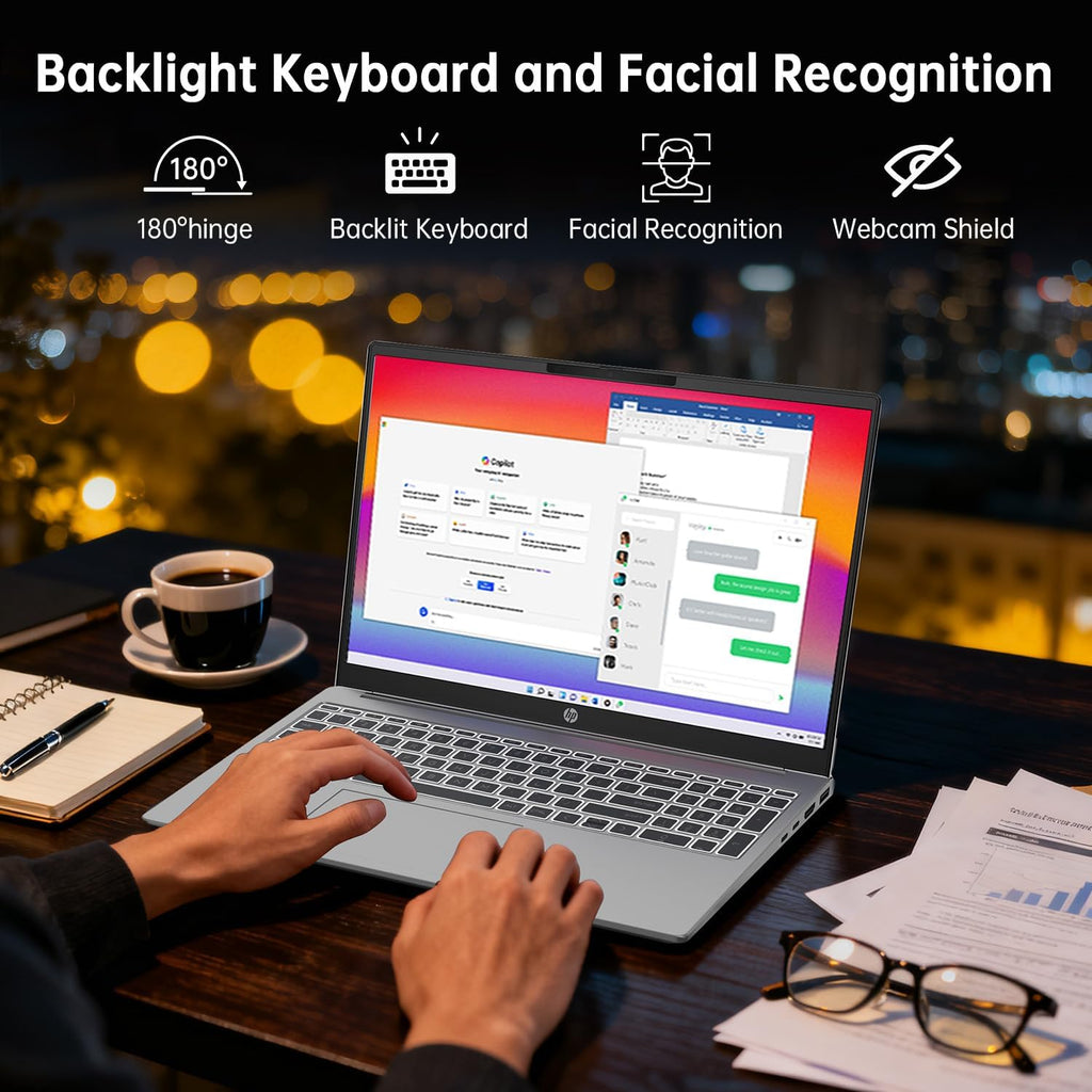 HP Omnibook 5 AI Laptop,16' 2K (1920 x 1200) Laptop PC,Next Gen AI PC AMD Ryzen AI 7 350(NPU 50 Tops),16GB RAM,1TB SSD Laptops for Business, College, School, Photo Editing,Lifetime Office,Win 11