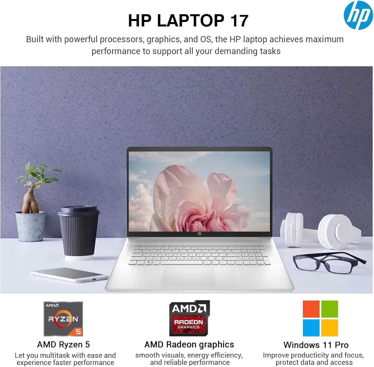 HP 2025 Pavilion Laptop, 17.3' FHD IPS Computer, 6-Core AMD Ryzen 5, 16GB RAM, 1.5TB Storage (1TB SSD + 500GB Ext), Wi-Fi 6, Webcam, Long Battery, HubxcelAccessory, Lifetime Office 2024 Windows 11 Pro