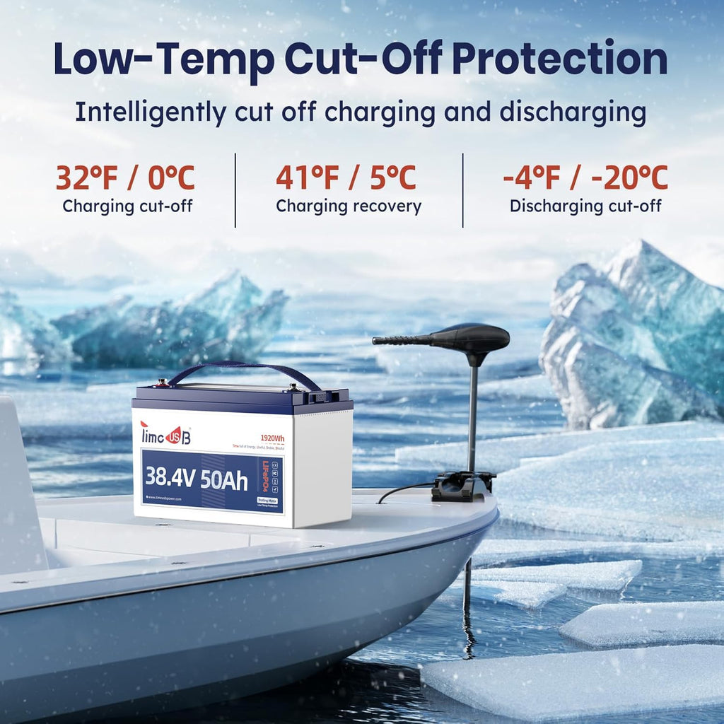 Timeusb 36V 50Ah Trolling Motor LiFePO4 Battery Low-Temp Protection Buit in 50A BMS, Deep Cycle Group31 Lithium Iron Phosphate Battery Perfect for Trolling Motors, Marine, Boat, Home Energy