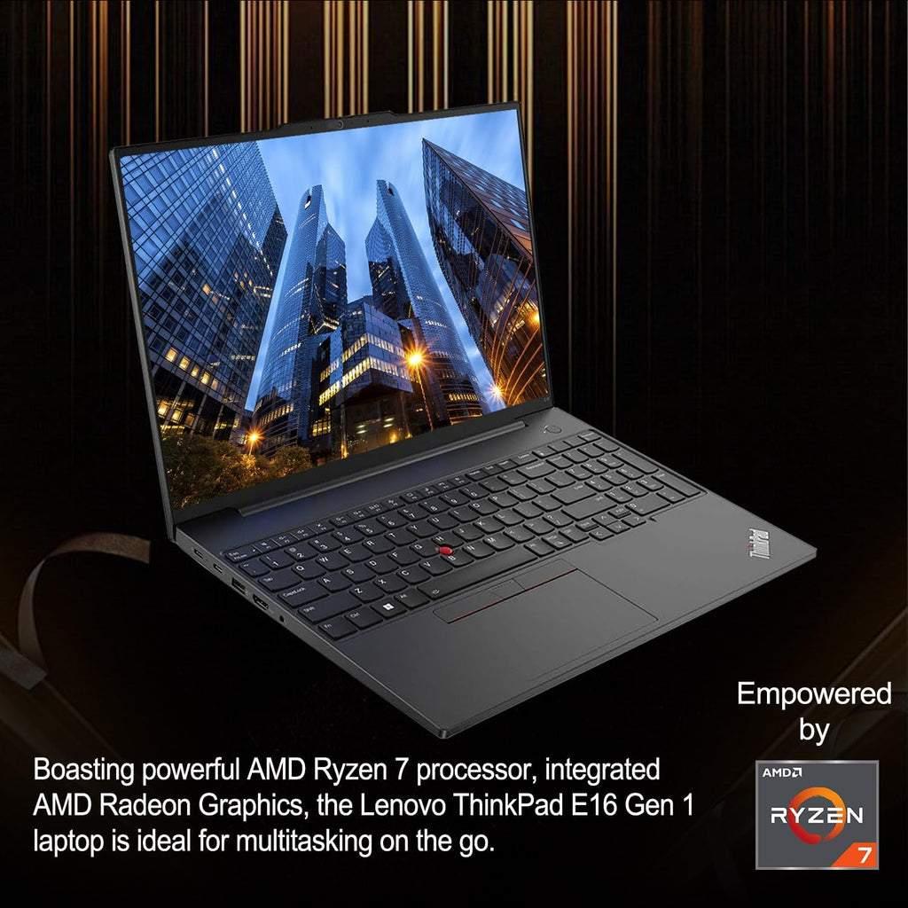 Lenovo ThinkPad E16 Gen 1 Business Laptop, 16' FHD+ Display, AMD Ryzen 7 7730U, 16GB RAM, 1TB SSD, Backlit Keyboard, Fingerprint Reader, HDMI, RJ-45, Wi-Fi 6, Windows 11 Pro, Black