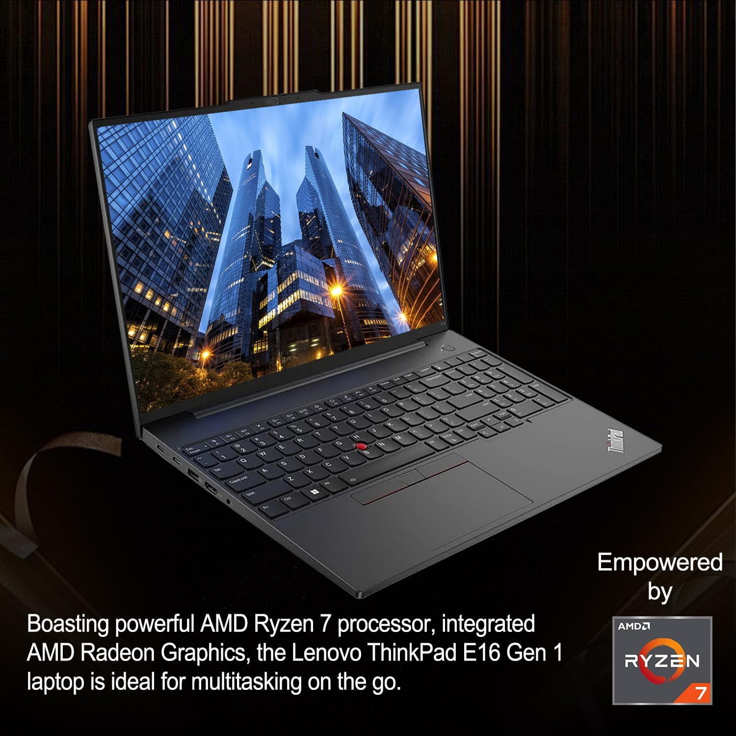 Lenovo ThinkPad E16 Gen 1 Business Laptop, 16' FHD+ Display, AMD Ryzen 7 7730U, 16GB RAM, 1TB SSD, Backlit Keyboard, Fingerprint Reader, HDMI, RJ-45, Wi-Fi 6, Windows 11 Pro, Black