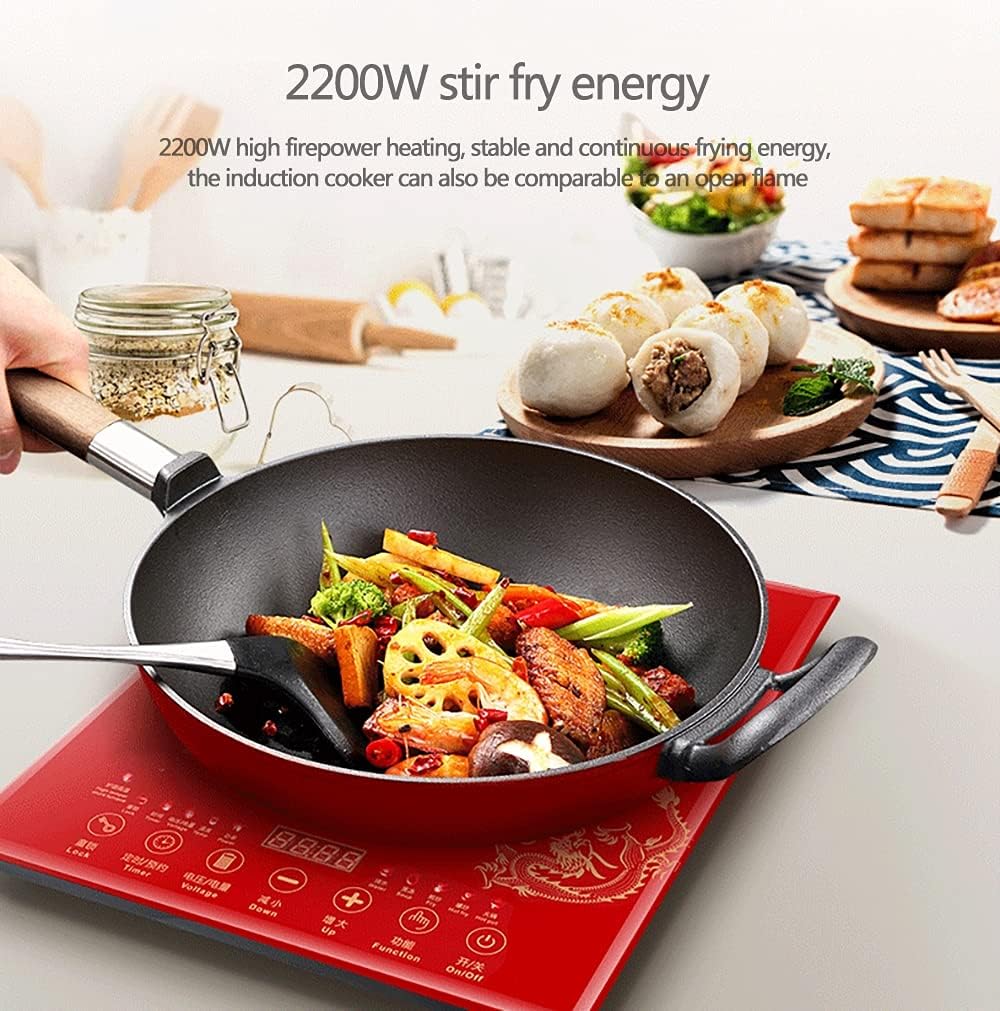 Portable Cooktop Induction Cooktop 2100W with Timer LED Display Sensor Touch Timer Portable Countertop Burner 7 Power Countertop Burner,Red