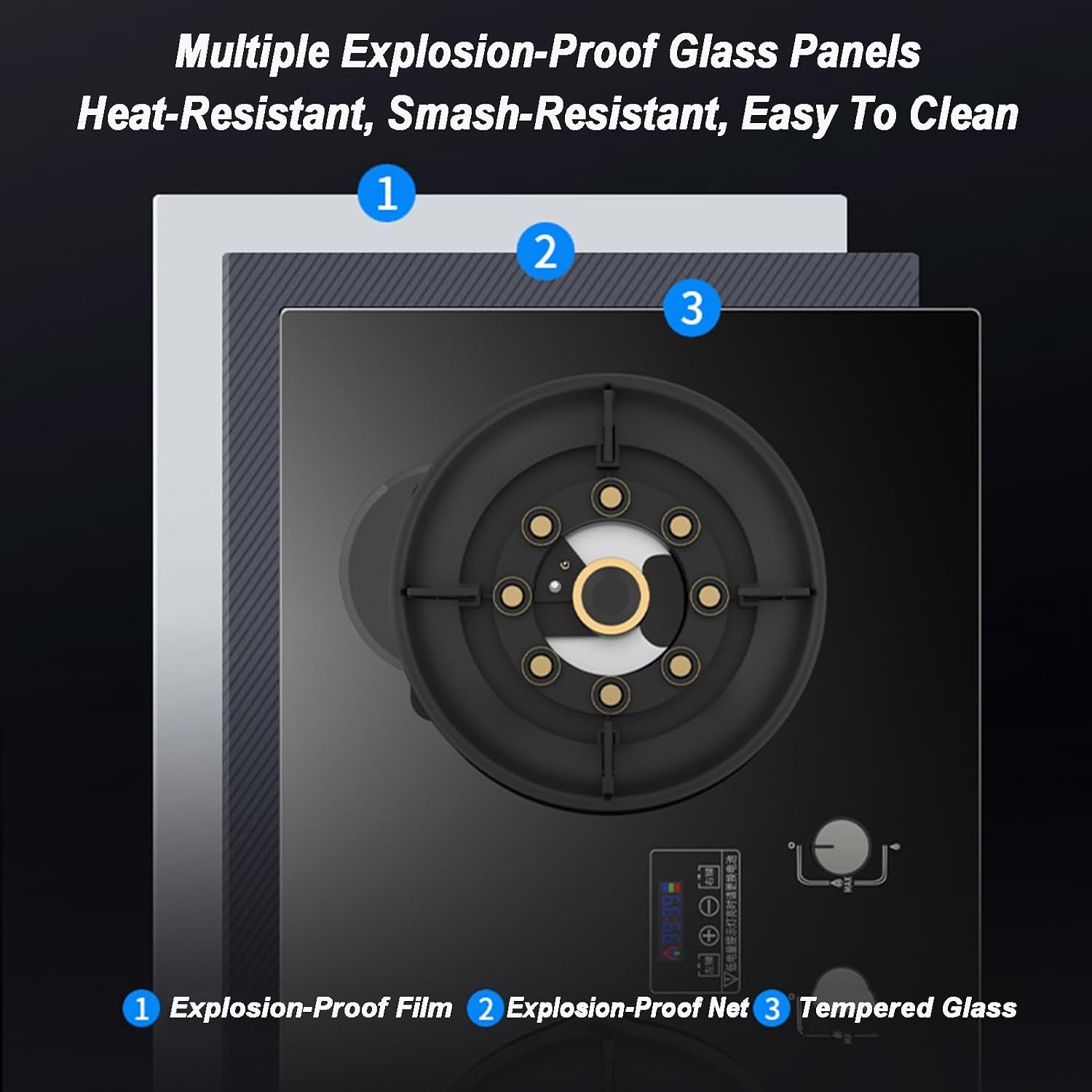 Gas Stove Double Burner,Tempered Glass Cooktop,Flip-top Gas Stove,NG/LPG Convertible Stove,with Flameout Protection and Double-sided Timing(LPG)