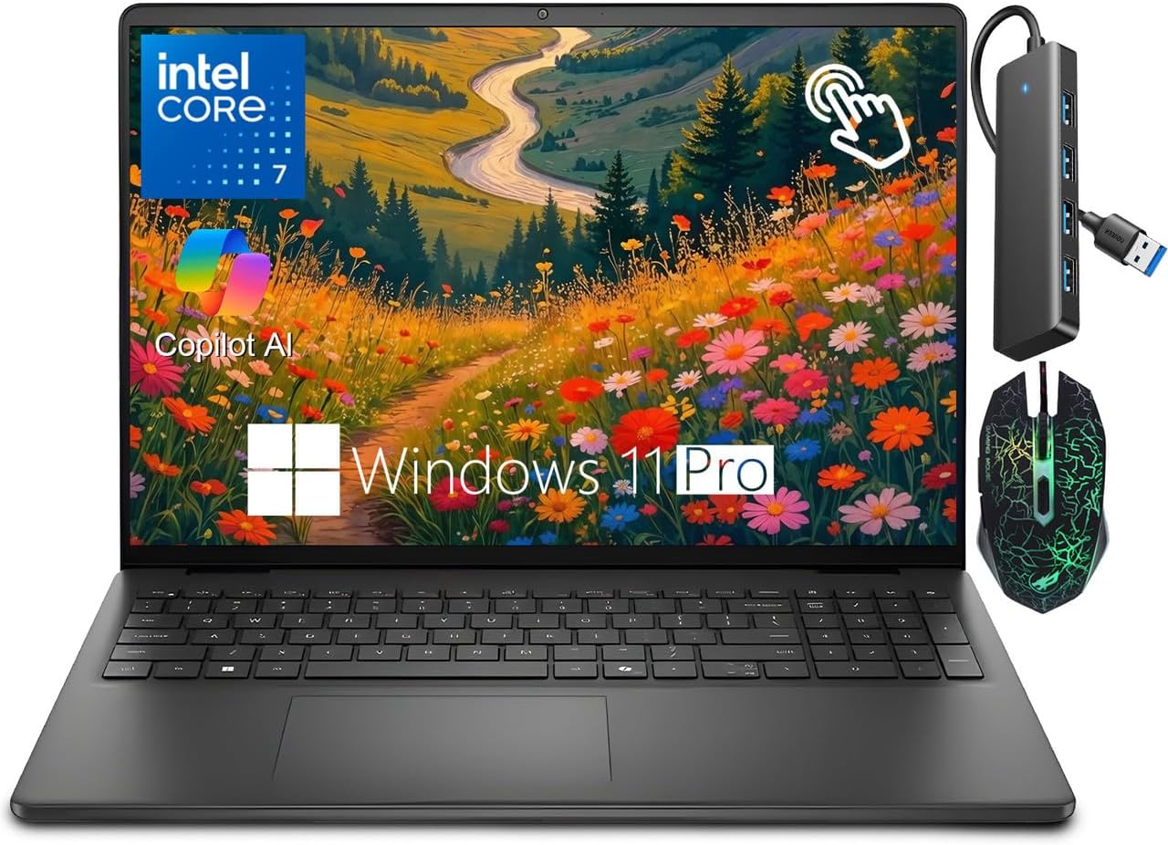Dell 16' Business Laptop Computer, FHD+ Touchscreen Laptop, Intel Core 7 150U, 16GB DDR5• 1TB SSD• Windows 11 Pro• Backlit Keyboard, WiFi 6, HD Webcam, Copilot AI, Seibosfy