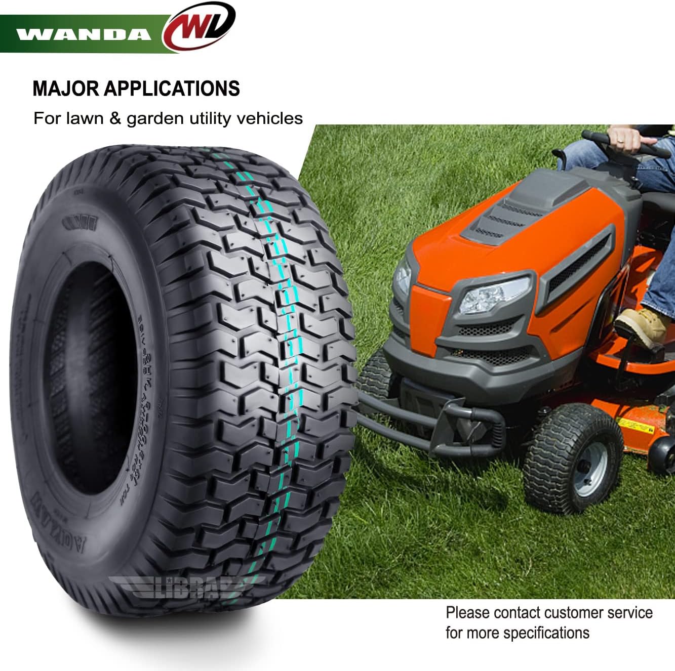 WANDA Set 4 16X6.5-8 & 22X9.5-12 Lawn Mower Tractor Cart Turf Tires 4 Ply-13019/13135