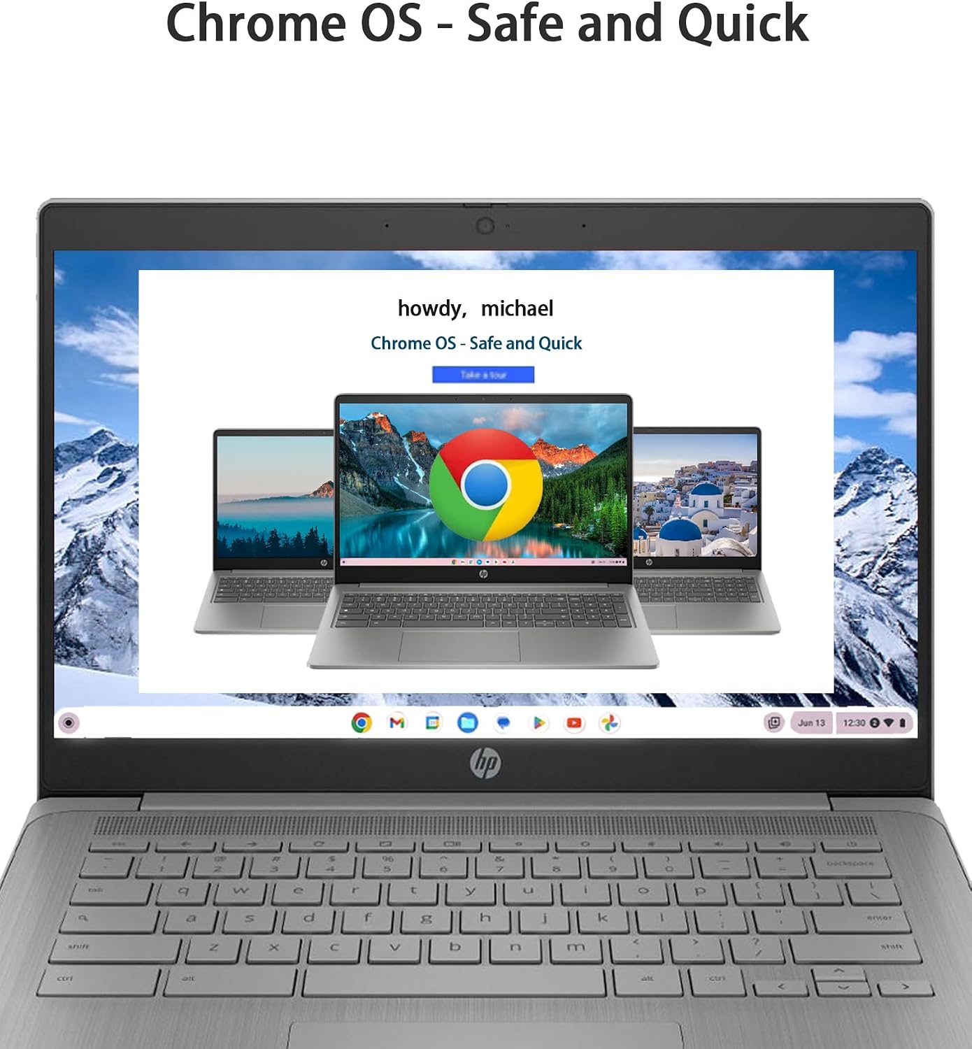 HP Chromebook 14' HD Laptop PC for College Students and Business, Chrome OS, Intel Celeron N4120 Processor, 4GB RAM, 64GB Storage, Bluetooth, Wi-Fi, Modern Gray, Alpacatec 64GB Card
