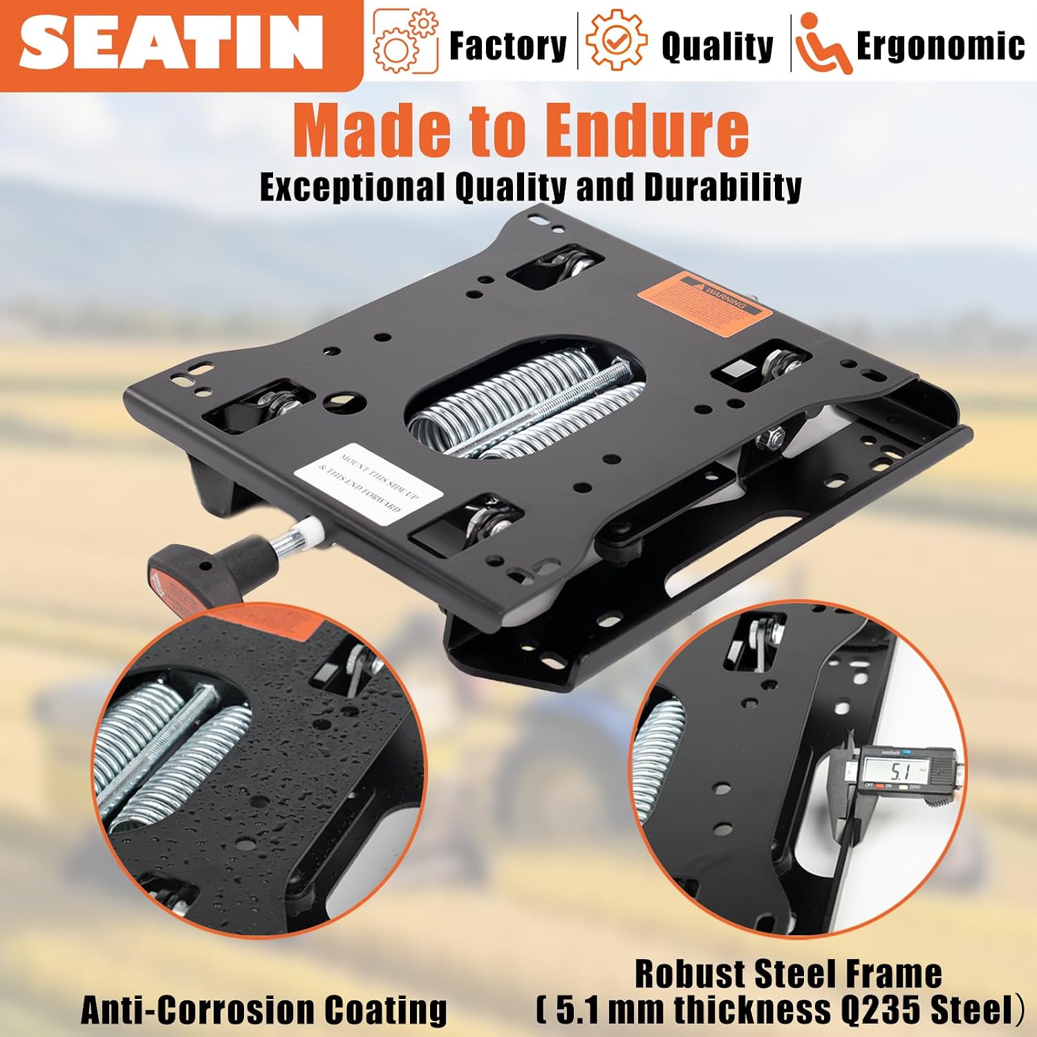 SEATIN Universal Seat Suspension Kit Low Profile Suspension for Zero Turn Lawn Mower Tractor Forklift, Compatible with Most Aftermarket Seats (Suspension)
