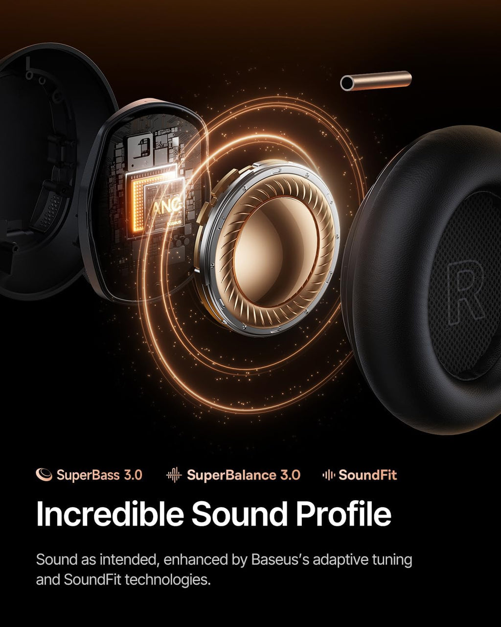 Baseus Inspire XH1 Adaptive Active Noise Cancelling Headphones 45W USB C Charger, Dual Port PPS Fast Charging Block