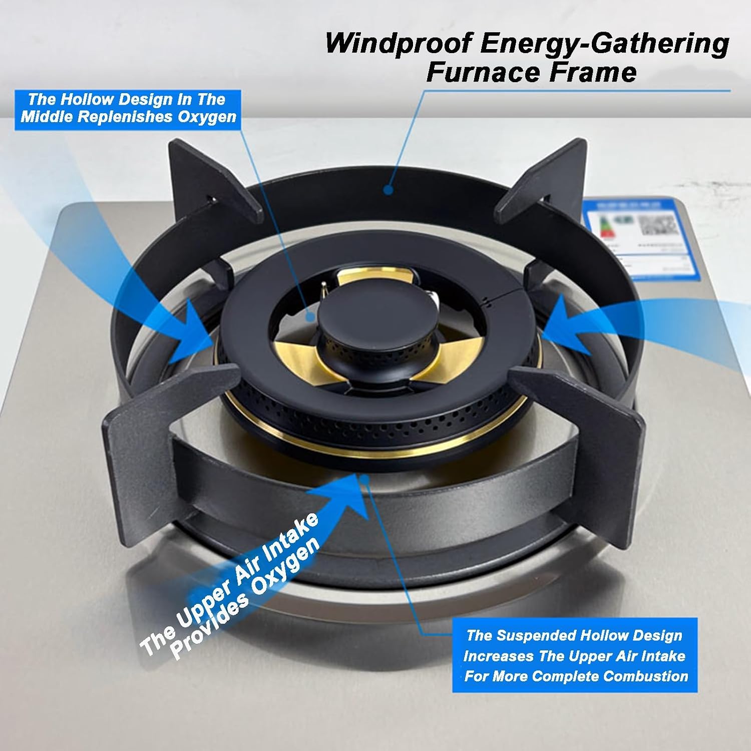 Gas Stove 1 Burner,5.2KW All-Copper Stainless Steel Gas Stove,Tabletop Embedded Gas Stove,with Flameout Protection Child Lock Device(LPG)