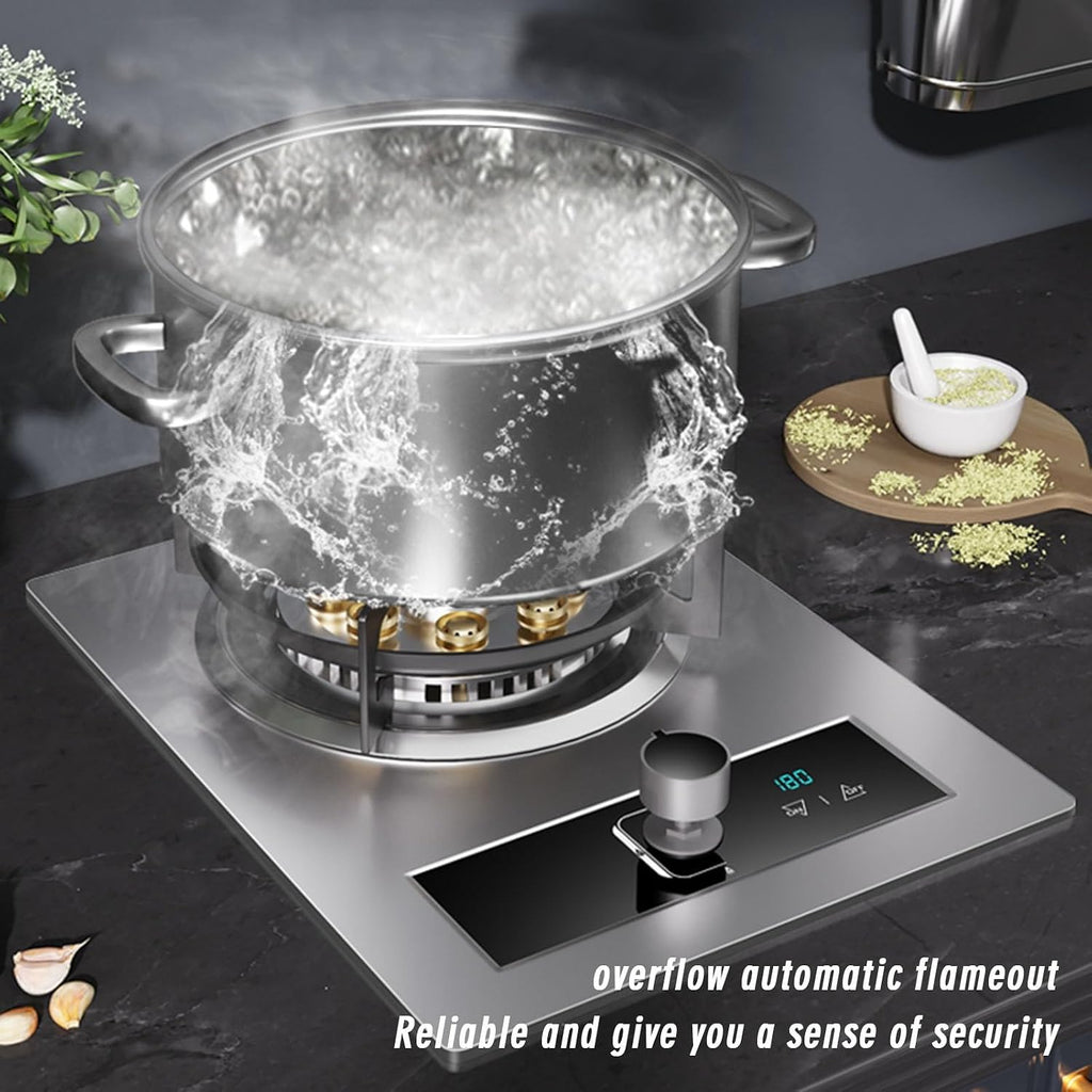 Portable Gas Stove,Single Burner Propane Stove,Max 24566.4BTU with Pulse Electronic Ignition Stainless Steel Suitable for Apartments Kitchens(silver) (Color : NG, Size : 24566.4BTU)