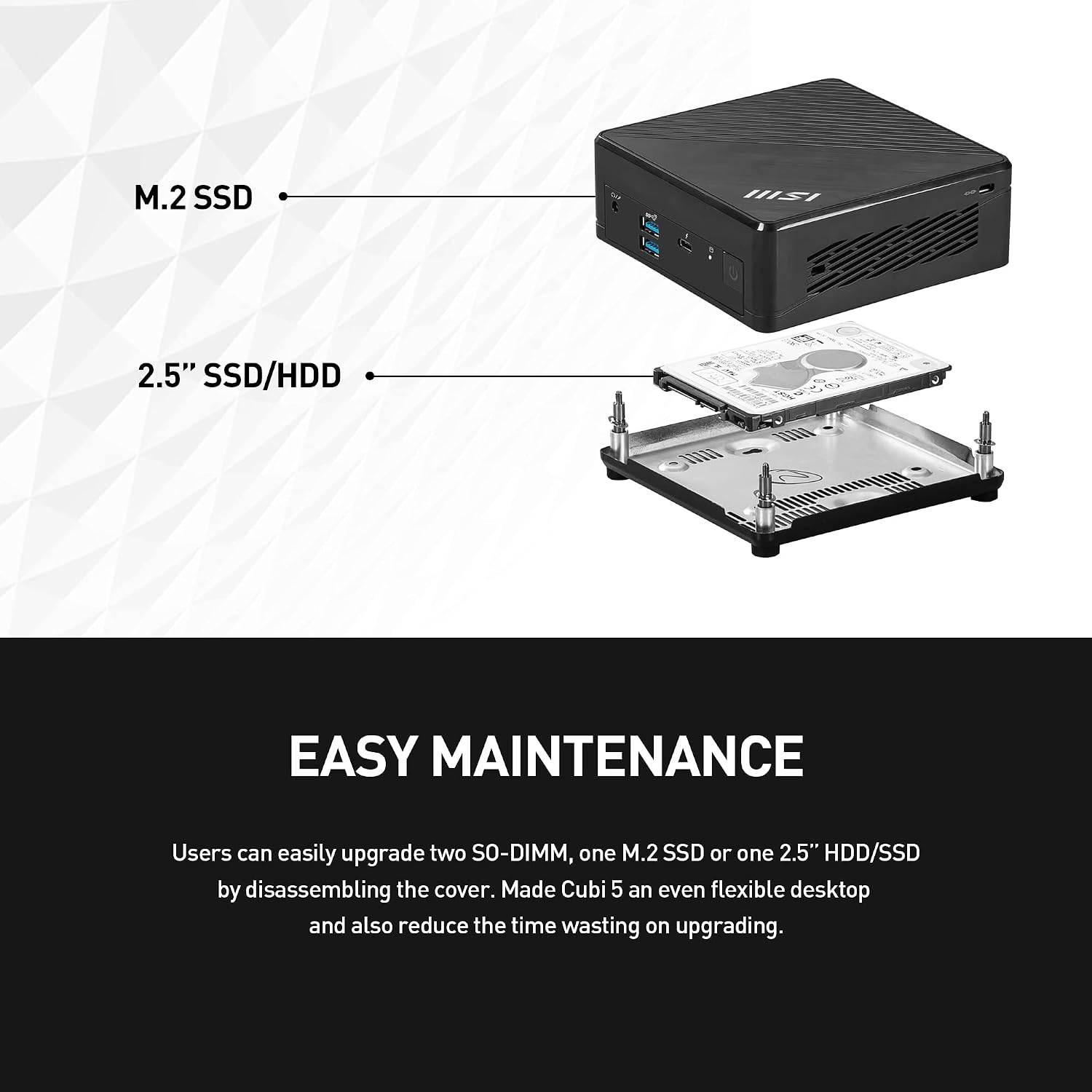 msi Cubi 5 Barebones Mini PC: Intel Core i3-1215U, WiFi 6E, BT 5.2, Thunderbolt Type-C, Dual Display, Energy Efficient, Black: 12M-086BUS