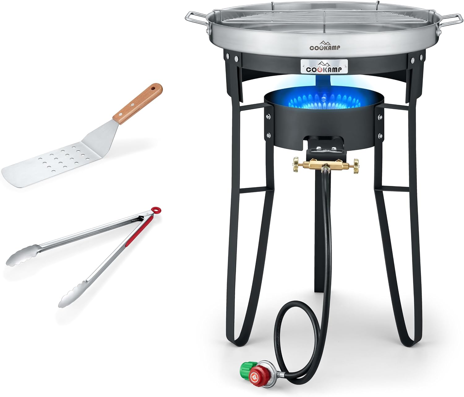 COOKAMP Propane Burner for Outdoor Cooking (Concave Comal Set)