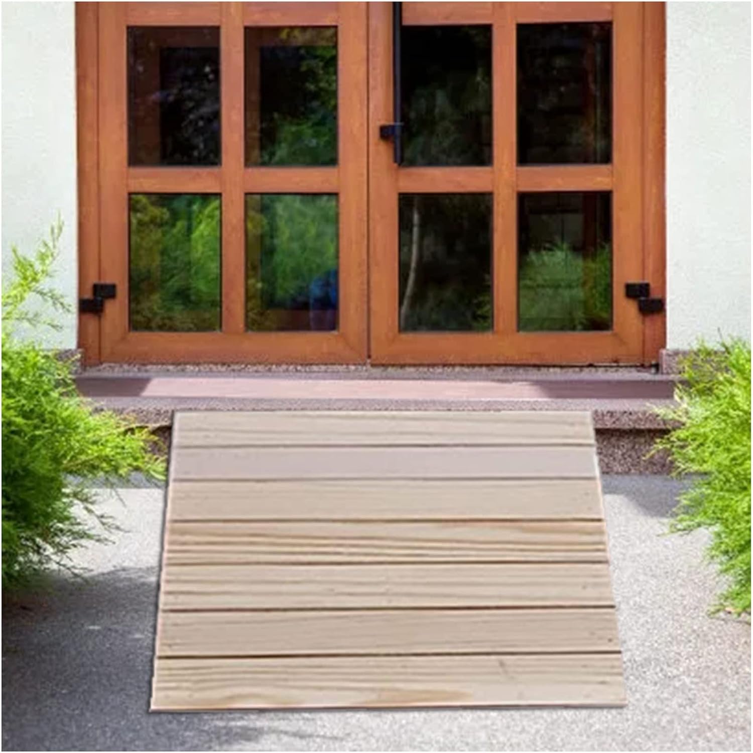 JYDQM Portable Driveway Ramp Non-Slip Wood Threshold/Curb Ramps for Driveway Front Door Steps, Portable Mobility Wheelchair/Car Slope, 5'/6'/7'/8' Rise(Size:80x50x20cm/31.5x19.7x8in)