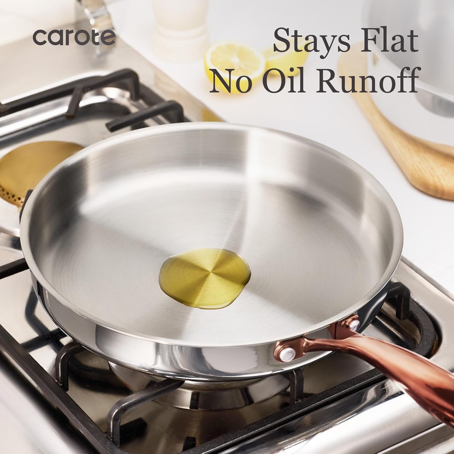CAROTE 21pcs Tri-Ply Stainless Steel Cookware Set, Pots and Pans Set, Non Toxic Induction Kitchen Cooking Sets, Cookware Collection, Mirror Polish, Gold, Mothers Day Gifts