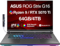 ASUS ROG Strix G16 G614 AI Gaming Laptop 16.0' 165Hz IPS WUXGA Display (AMD Ryzen 9 8940HX, GeForce RTX 5070 Ti 12GB, 64GB DDR5, 4TB PCIe SSD, RGB KB, Win 11 Home) w/DKZ USB Hub - G614PR-G16.R95070TI
