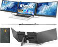 14' Triple Laptop Screen Extender, FHD 1080P IPS Ultra-Thin Portable Monitor, 2.2lbs Plug & Play USB-C/HDMI Travel Monitor for 13'-17' Laptops, Compatible with Windows, Mac, Android, Chrome