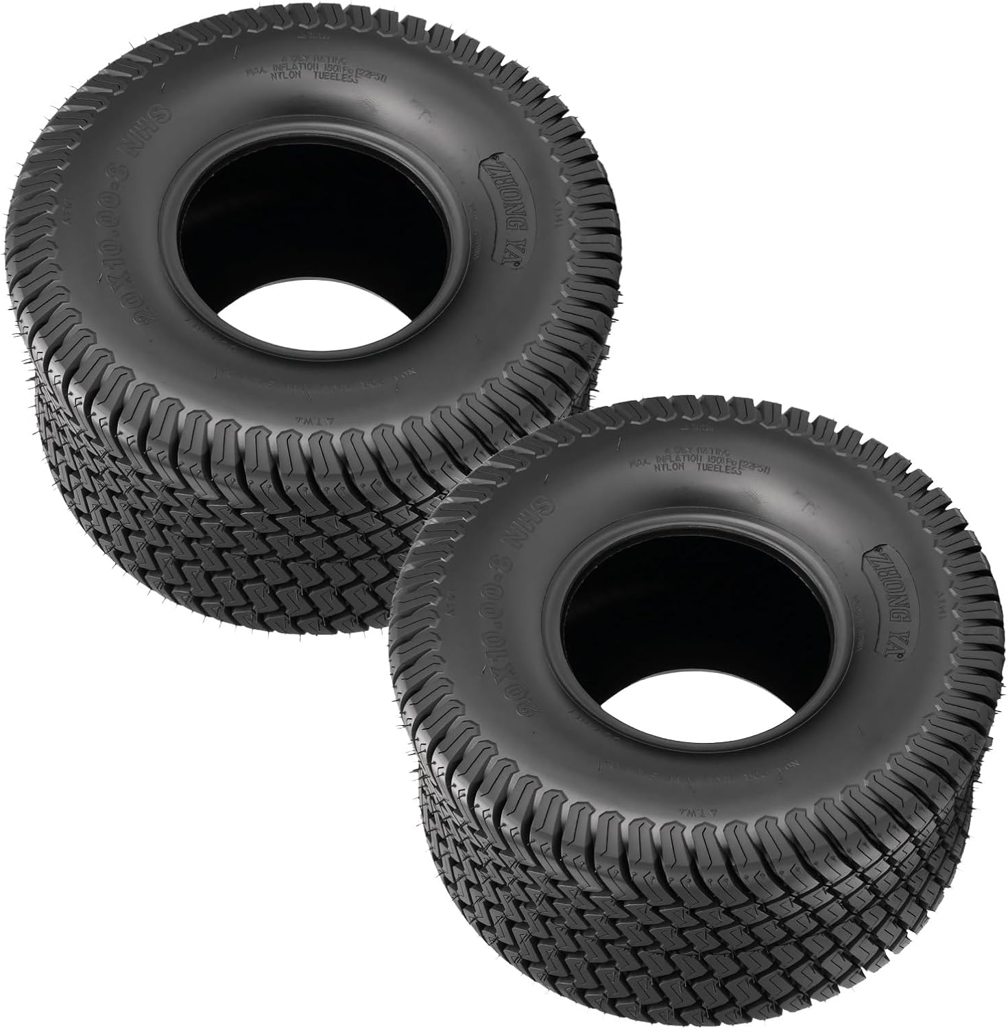 KAX 20x10-8 Lawn Mower Tires,20x10-8 Mud Tires for Off-Road, Golf Carts,4 Ply, 2Pcs,Tubeless Z-160