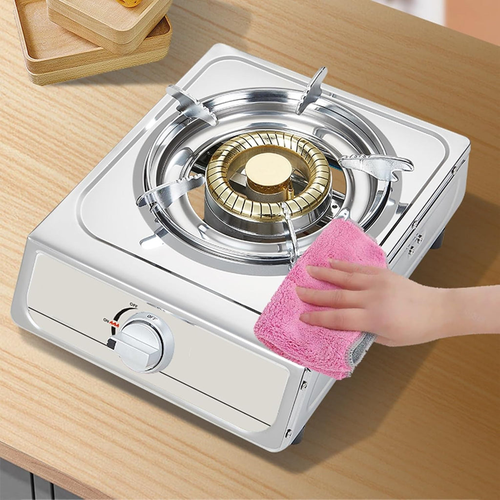 Single Burner Gas Stove,Energy-Gathering Direct-fire Bottled Liquefied Gas with Flameout Protection, Stainless Steel,Ideal for Kitchens,Apartments