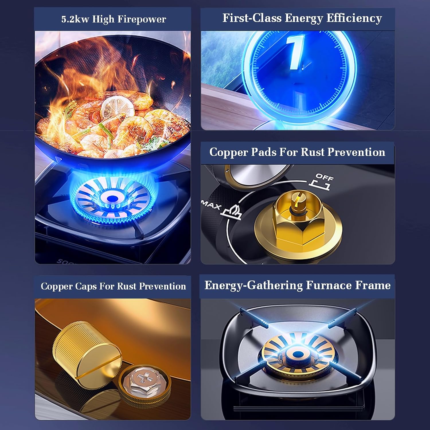 Gas Stove 1 Burner,Portable Gas Stove,Kitchen Counter Top Stove 5.2KW Gas,with Flameout Protection,for Home Kitchen(LPG)