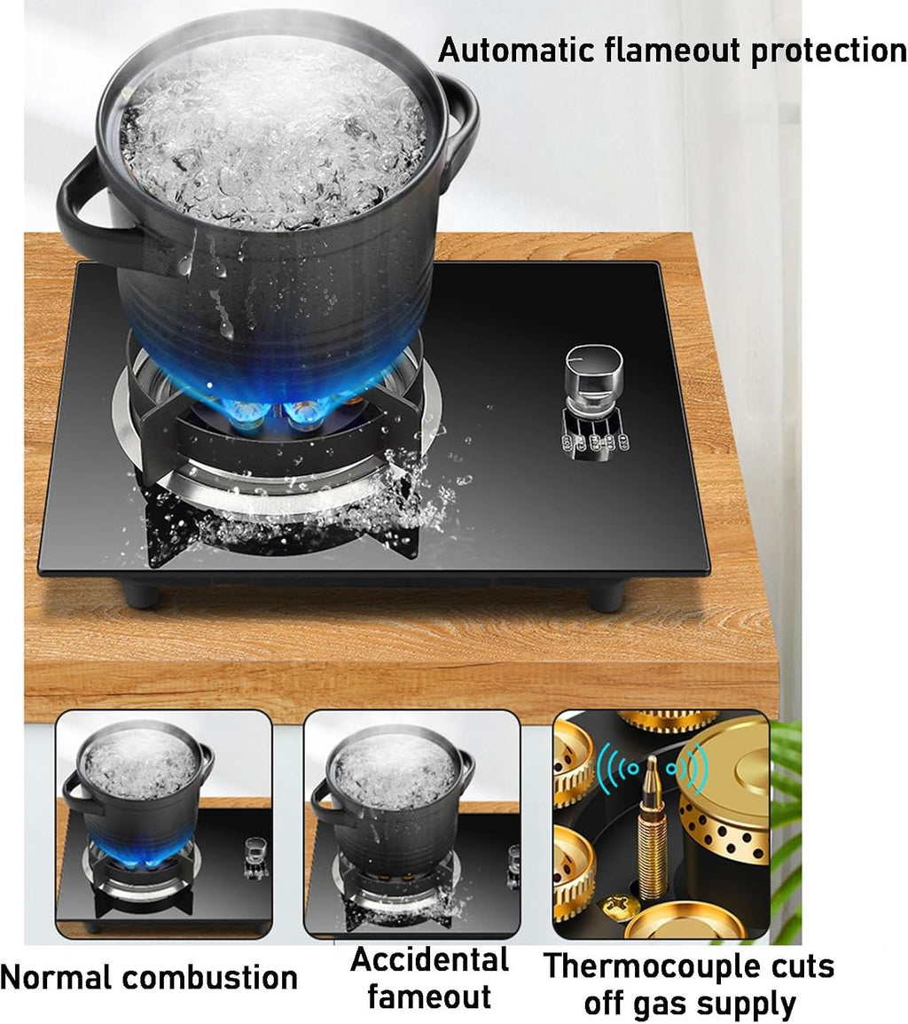 Indoor Gas Stove, NG/LPG Single Burner 5.2kw,Thermocouple Flameout Protection Device Portable Single Stove,for Home(LPG)
