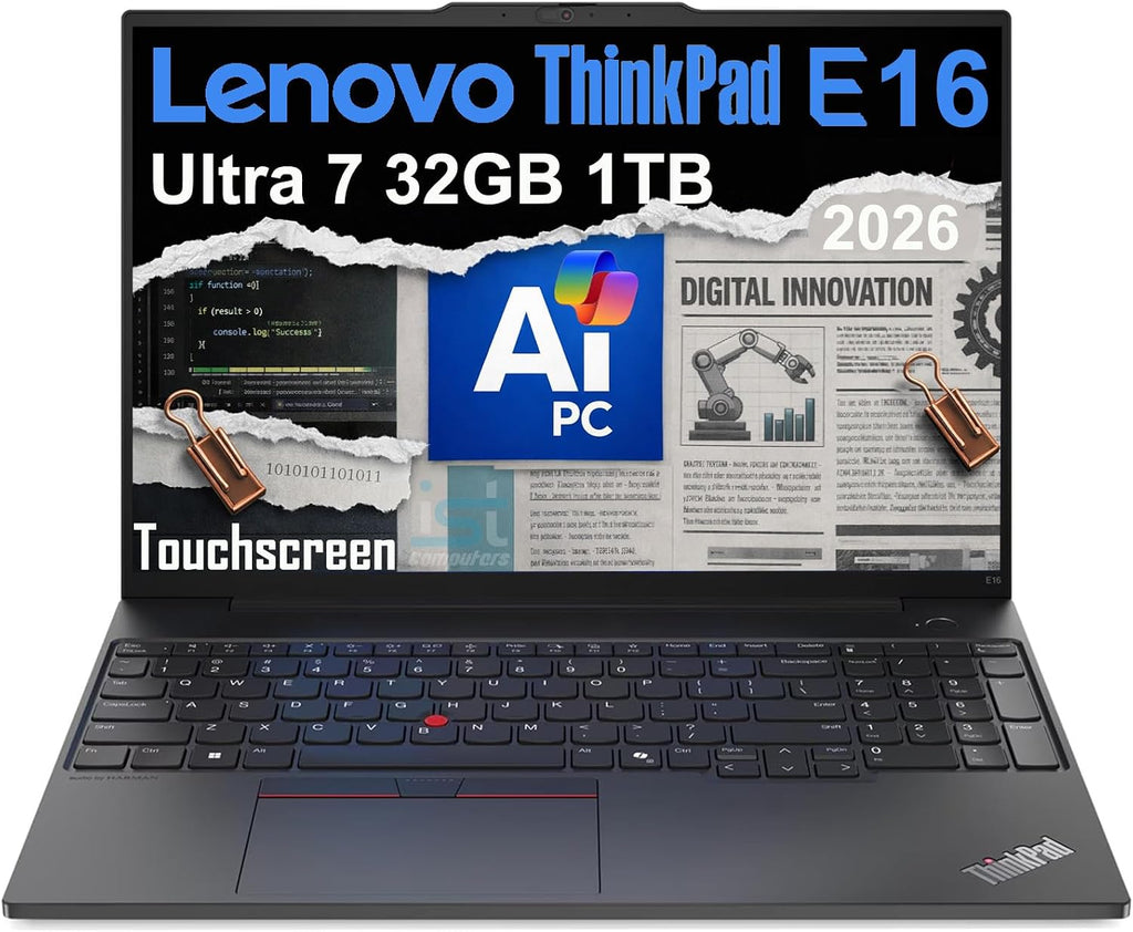 Lenovo ThinkPad E16 Gen 2 Business AI PC Laptop (16' FHD+ Touchscreen, Intel 12-Core Ultra 7 155U (> i7-1355U), 32GB DDR5 RAM, 1TB SSD), Backlit, 1080p Webcam, Thunderbolt 4, Ethernet, Win 11 Pro
