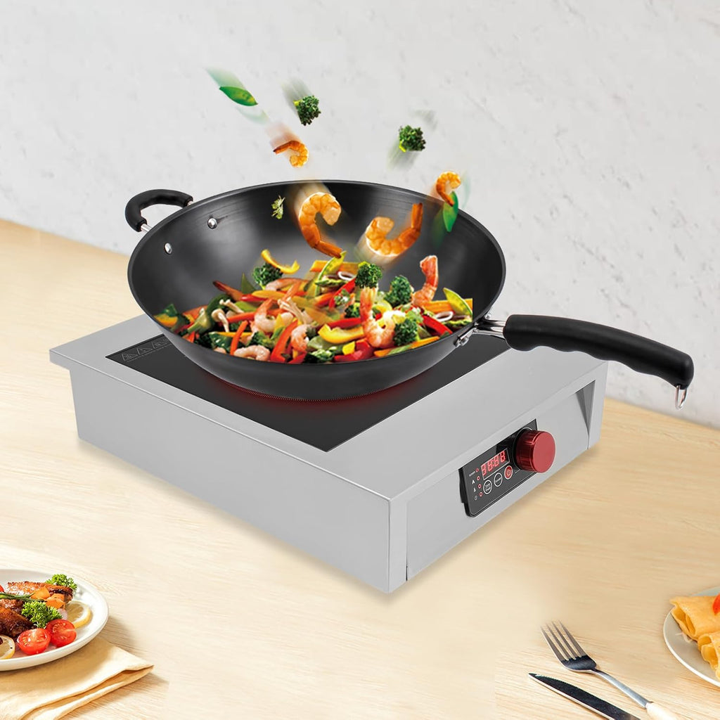 Commercial Induction Cooktop 3500W Portable with LED Display, 12' Cooking Zone & Adjustable Temp 176-572°F for Restaurants, Home Chefs, RV Cooking