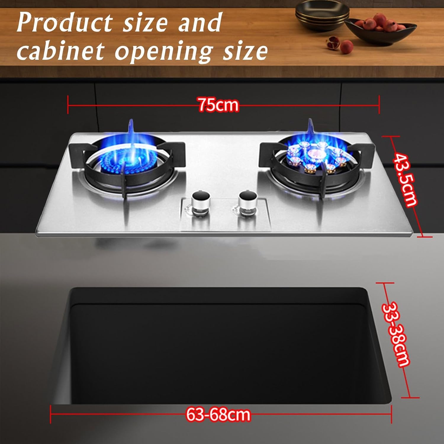 Propane Stove,2 Burners Portable Propane Stove,Stainless Steel Gas Cooktop,Maximum 17742.4BTU for Home Kitchens, Restaurants and Food Trucks (Color : NG, Size : Style 2)