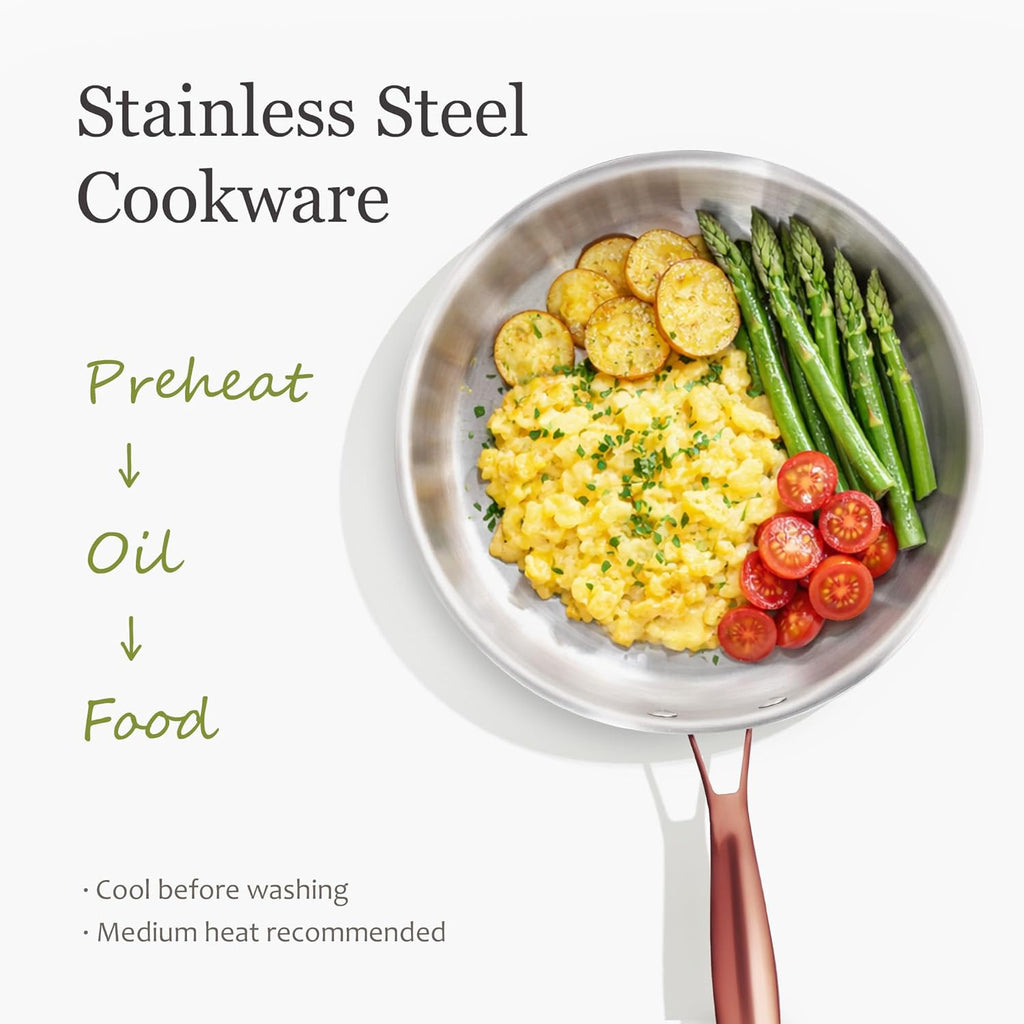 CAROTE 21pcs Tri-Ply Stainless Steel Cookware Set, Pots and Pans Set, Non Toxic Induction Kitchen Cooking Sets, Cookware Collection, Mirror Polish, Gold, Mothers Day Gifts