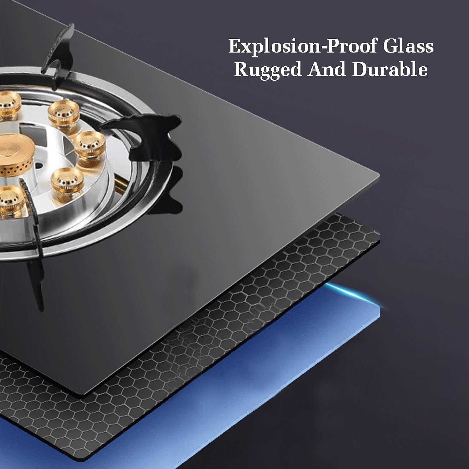Gas Cooker 1 Burner,5.0KW Gas Stove,Gas/LP Gas Conversion Stove,Tempered Glass Cast Iron Pot Rack,with Flameout Protection,for Home Kitchen(LPG)