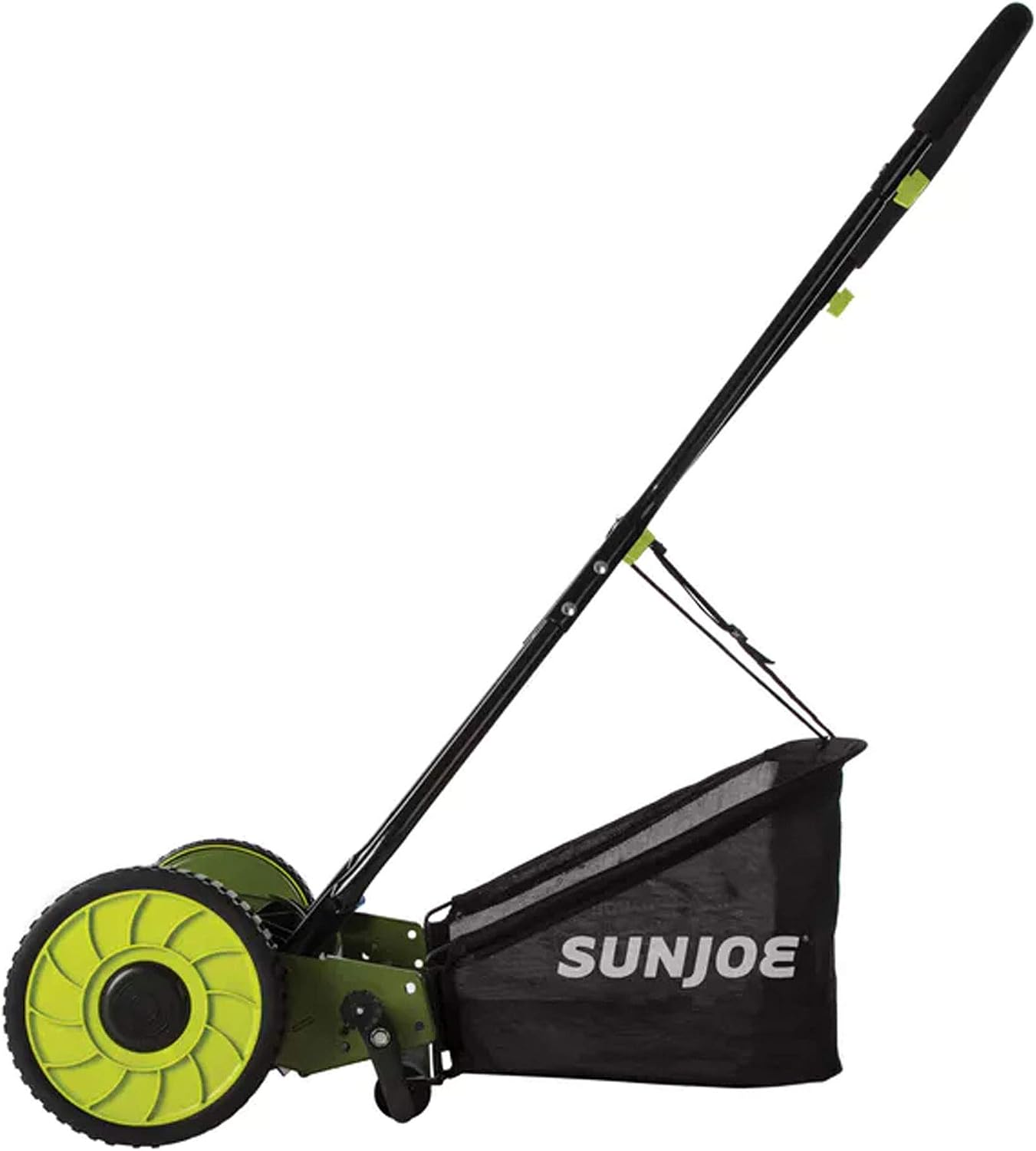 Sun Joe Manual Push Reel Lawn Mower with 6.6-Gal Grass Catcher, 16-Inch Cutting Width - Heavy-Duty Yard Trimmer Machine for Gardening Care and Maintenance, MJ500M