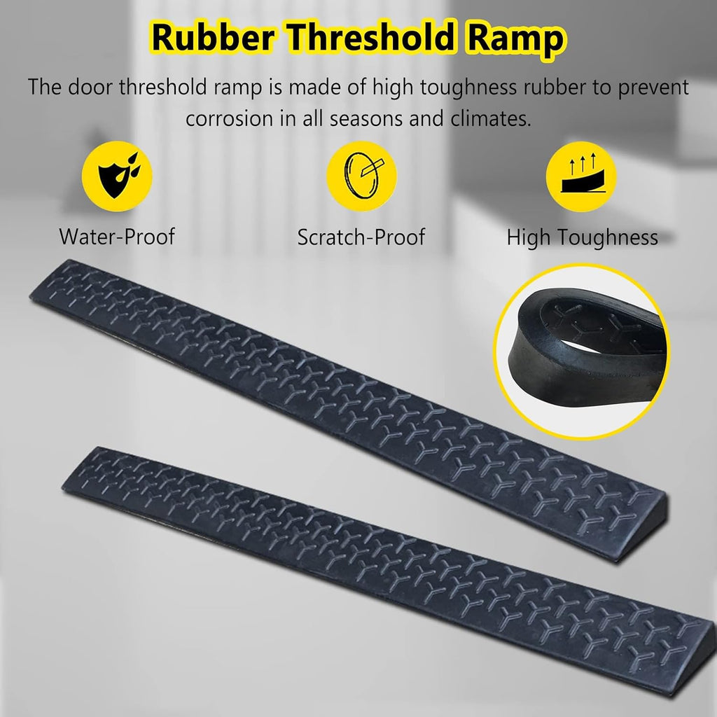 Wheelchair Ramp Portable Threshold Ramp Rubber, 1/2/3/4/5 cm Rise Wheelchairs Ramps for Home Garden Yard Sliding Glass Doors Steps, Indoor Outdoor Entry Transitions Slope(Size:100x7x2.5(39.4x2.8x1'))