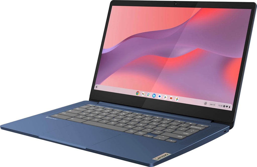 Lenovo IdeaPad Slim 3 14' Chromebook Laptop (14' FHD Touchscreen, 8-Core MediaTek Kompanio 520, 4GB RAM, 128GB(64GB eMMC+64GB SD)), Webcam, 13.5-Hrs Long-Battery Life, IST Card, Chrome OS, Abyss Blue