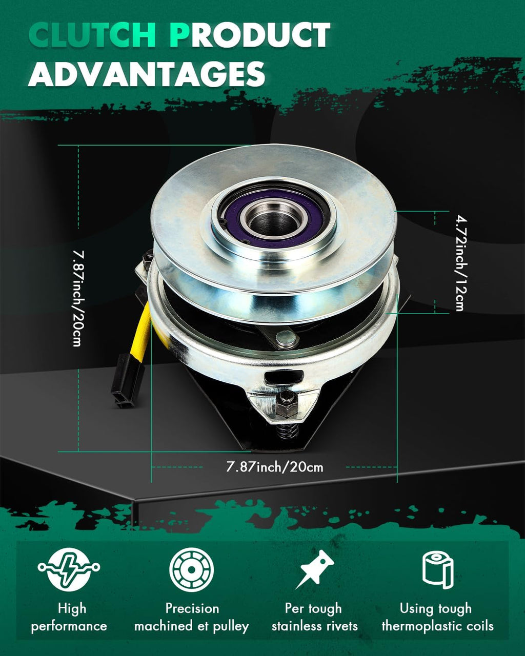 SCITOO PTO Clutch Fit for AYP：140923,for CUB CADE：917170056,for Dixon：532150283,for Husqvarna：170056,for Prime：7-06262,for Rotary：12309,for STENS：255-359,for Warner：5215-73 Electric Lawnmower