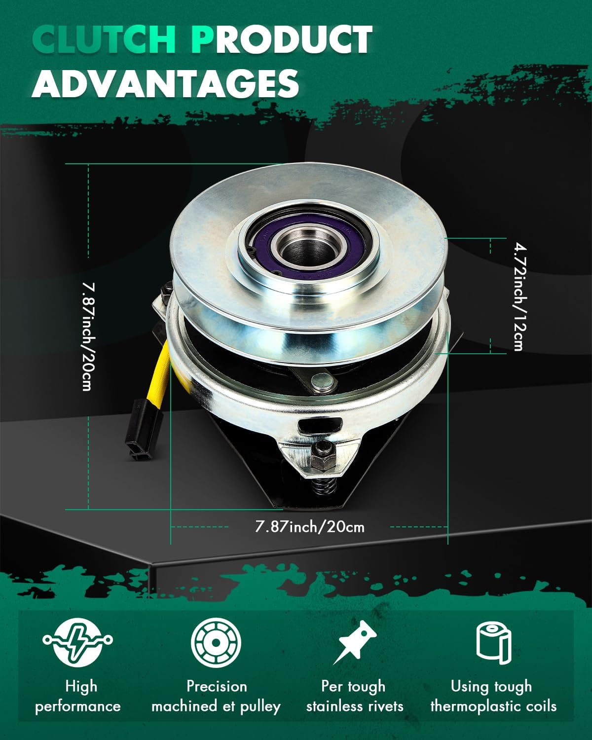 SCITOO PTO Clutch Fit for AYP：140923,for CUB CADE：917170056,for Dixon：532150283,for Husqvarna：170056,for Prime：7-06262,for Rotary：12309,for STENS：255-359,for Warner：5215-73 Electric Lawnmower