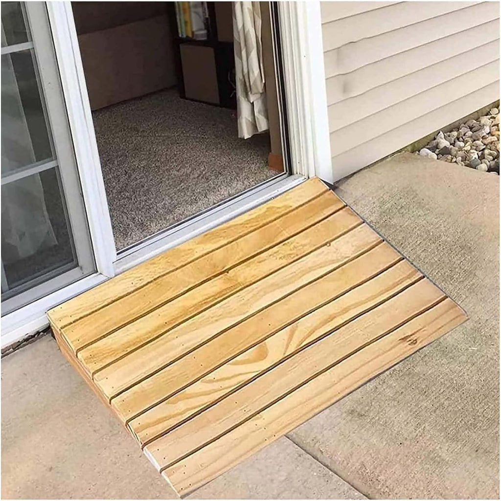 Wooden Threshold Ramp Doorway, Rise Door Ramp, Home Front Door Entry Ramp Non-Slip Surface Transition Ramp Curb Ramp for Wheelchair Scooter Walkers