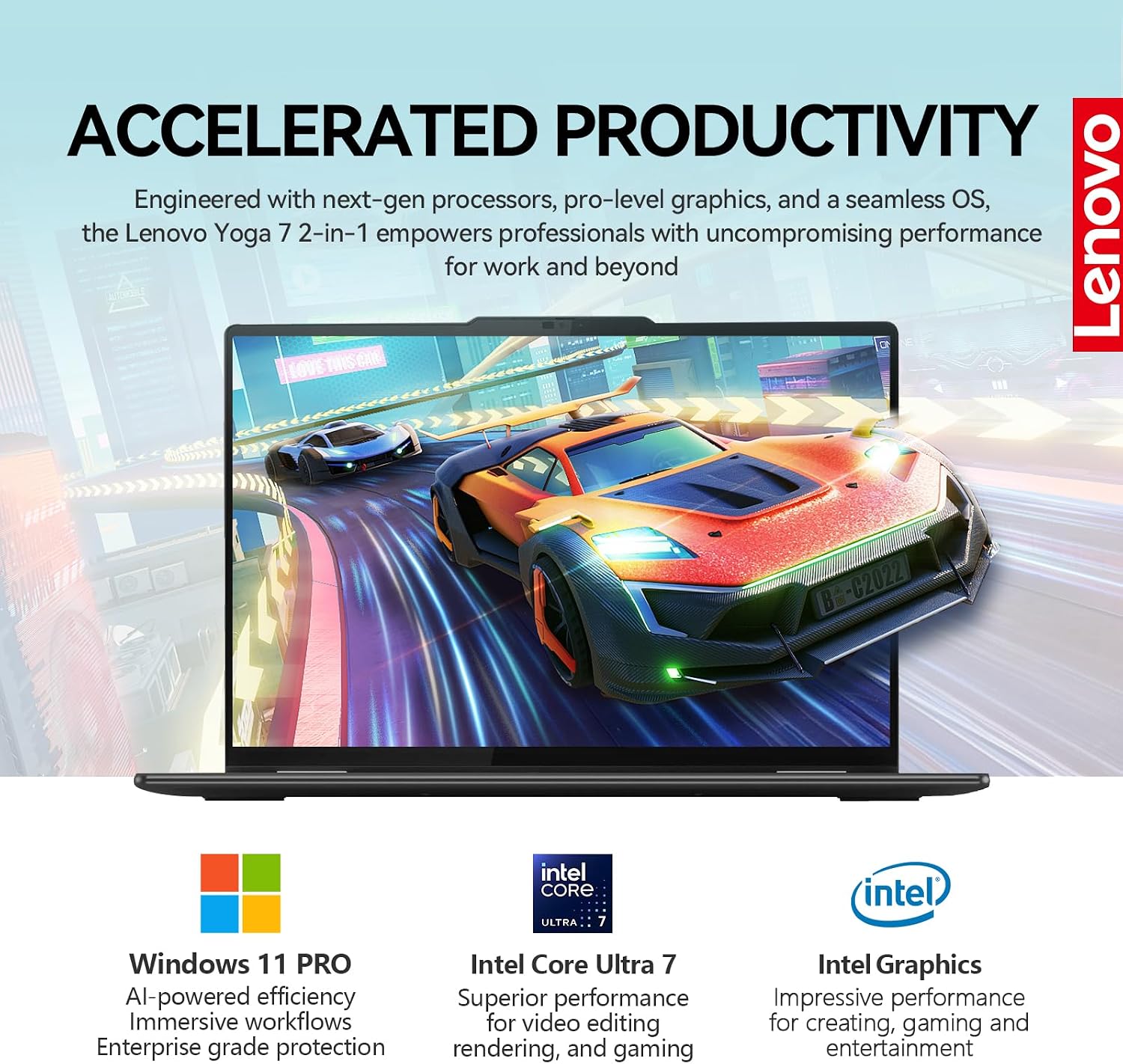 Lenovo Yoga 7i 2 in 1 Laptop Touchscreen, 16' FHD+ 360 Foldable Touch Screen Convertible, Intel Core Ultra 7, Windows 11 Pro Laptop PC, 16GB DDR5 RAM 1TB SSD, Backlit 10-Key, Fingerprint