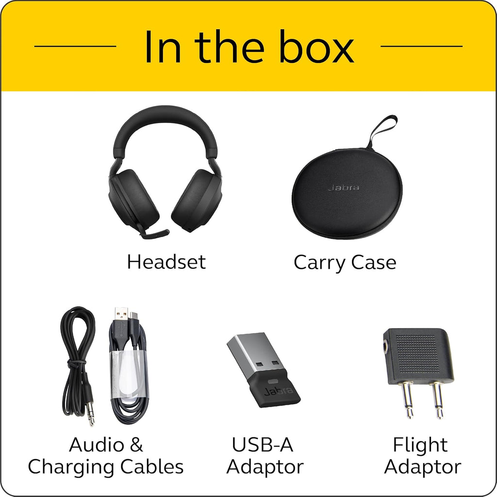Jabra Evolve2 85 - USB-A UC Stereo - Black Wireless Headset/Music Headphones Black
