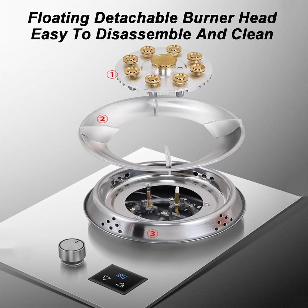 Gas Stove 1 Burner,5.2KW Nine-Chamber High Fire With Timer,Stainless Steel Natural Gas/Liquefied Gas Conversion Stove,with Flameout Protection(NG)