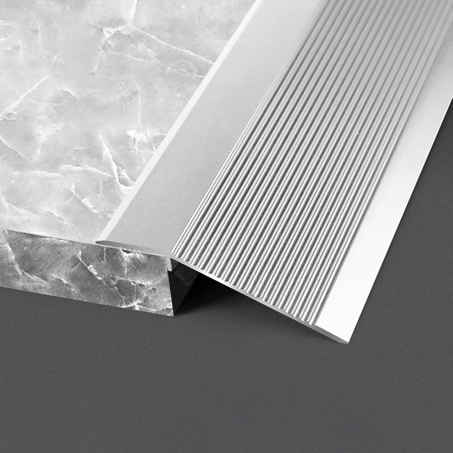 Door Strip 4inch Wide Floor Transition Strip Threshold Ramps for Doorways, Flooring Edge Trim, Wood to Vinyl, Metal Aluminum(Silver,130cm/51.2in/4.3ft)