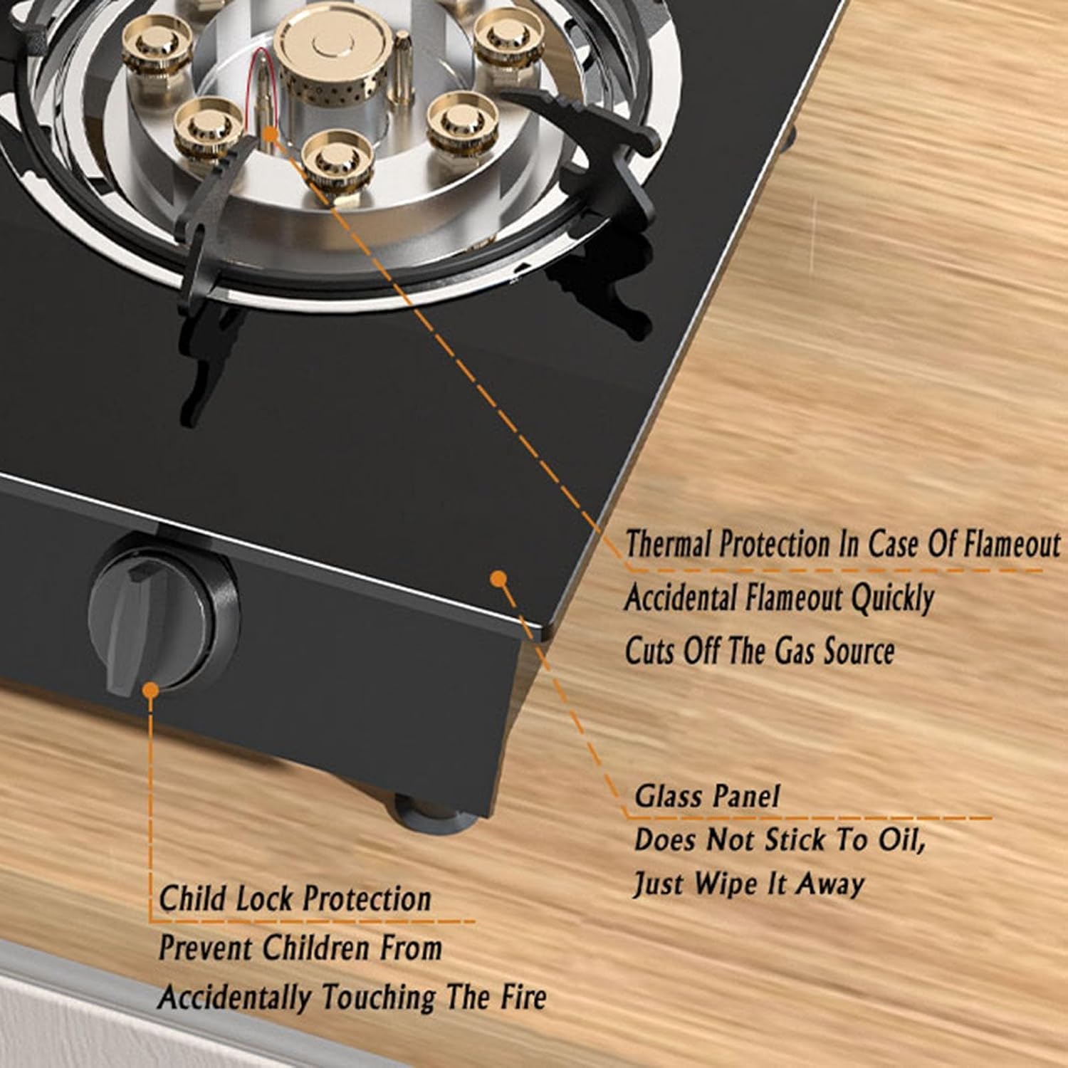 Propane Stove 2 Burners Portable Propane Stove,14330.4BTU High Power Tempered Glass Gas Cooktop for RV Outdoor Kitchen and Apartment (Color : NG, Size : Style 1)