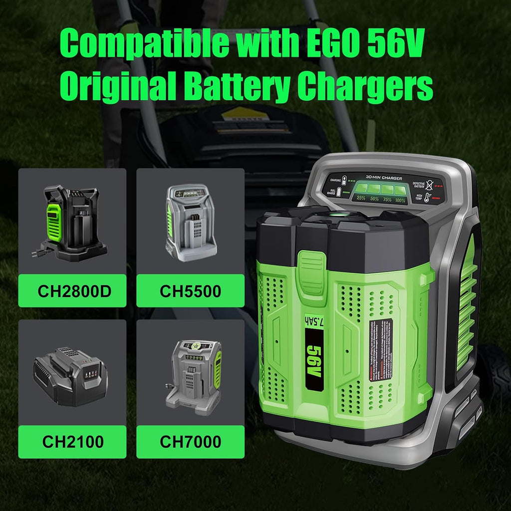 Enermall 2Pack 56V 7500mAh Replacement Battery for EGO 56V Battery BA2800T Compatible with EGO 56 Volt Battery Tools Lawn Mower Leaf Blower