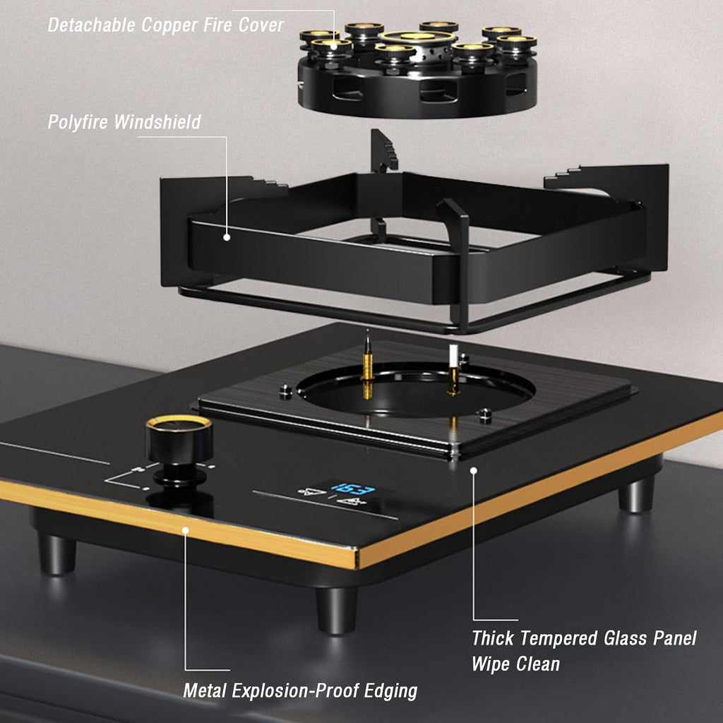 Propane Gas Stove,Desktop Propane Gas Stove,Tempered Glass Single Burner Propane Stove,Max 17742.4BTU Suitable for Apartments, Kitchens and More (Color : Silver, Size : LPG)